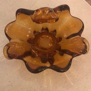 VTG CIGAR AMBER ASHTRAY HAND BLOWN GLASS